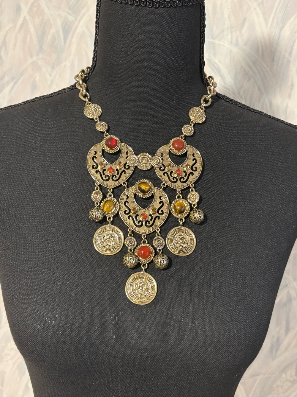 RJ Graziano Bohemian Filigree Statement Necklace 17”+3”